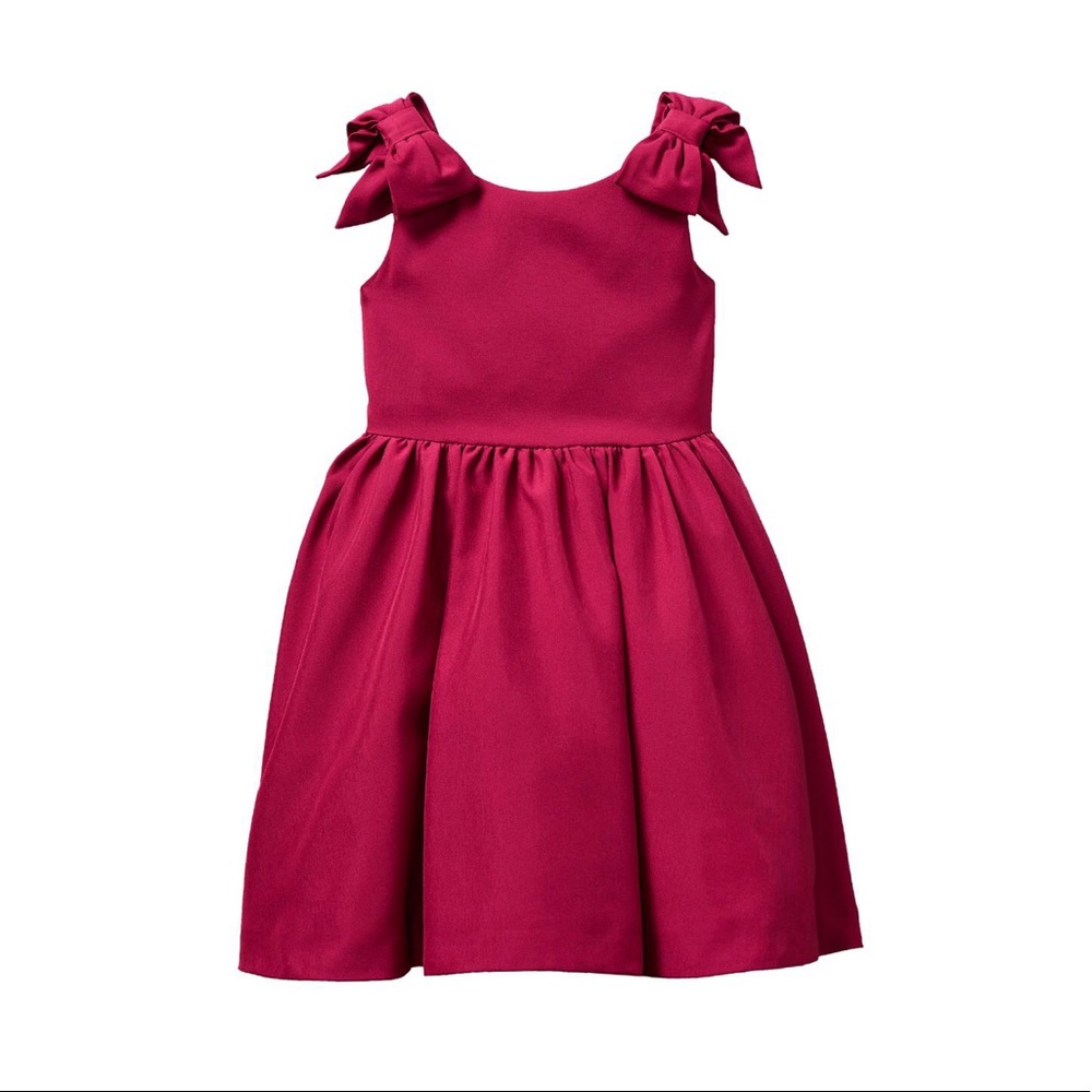 Janie & Jack Bow Sleeve Burgundy Dress | Size 8